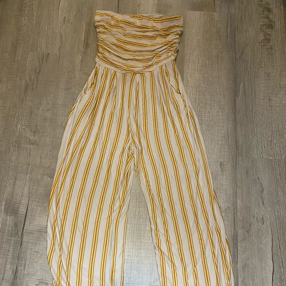 Yellow stripe jumpsuit